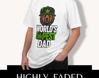 Världens dummaste pappa-tröja | Rolig stoner-pappa-present | Weed-pappa-t-shirt | 420 pappa-tröja | Fars dag-present till pappa | Björnpappa-tröja | Vit t-shirt