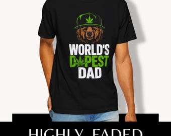 Världens dummaste pappa-tröja | Rolig stoner-pappa-present | Weed-pappa-t-shirt | 420 pappa-tröja | Fars dag-present till pappa | Björnpappa-tröja | Svart t-shirt