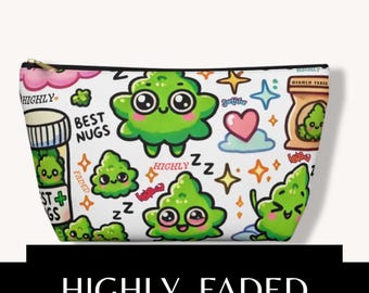 Kawaii Kush vit kosmetikväska | Accessoarväska | Sminkväska | Kawaii Stoner kosmetikpåse | Söt 420 reseorganisatör | Accessoarväska