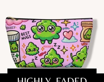 Kawaii Kush Rosa Kosmetikväska | Accessoarväska | Sminkväska | Kawaii Stoner Kosmetikpåse | Söt 420 Reseorganisatör | Accessoarväska