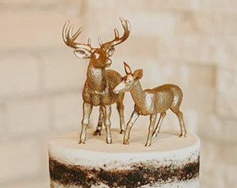 Modern Topper / Barn Wedding Cake Topper / Deer Cake Topper / Wedding Cake Topper / Rustic White Tail Deer Cake Topper / Nature Cake Topper