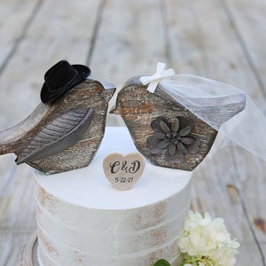 Love Birds Cake Topper / Western Cake Topper / Cowboy Wedding Cake Topper / Rustic Bird Cake Topper