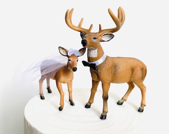 Redneck Cake Topper / Deer Cake Topper / Wedding Cake Topper / Rustic White Tail Deer Cake Topper