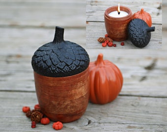 Wooden Campfire Acorn Candle--Cabin Candle--Campfire Rustic Candle--Candle soy wax--Fall Pumpkin--Anthro Dupe Candle Autumn--100% Soy Wax