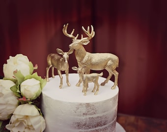 Family Deer Cake Topper / Barn Wedding Cake Topper / Deer Family Cake Topper / Wedding Cake Topper / Rustic White Tail Deer Cake Topper