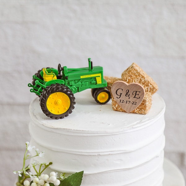 Tractor Wedding / Farmhouse Wedding Cake Topper /  Barn Wedding Cake Topper / Country Wedding Cake Topper / Farm cake topper / John Deere