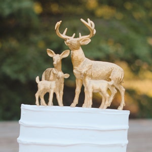 Modern Topper / Barn Wedding Cake Topper / Deer Family Cake Topper / Wedding Cake Topper / Rustic White Tail Deer Cake Topper