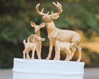 Modern Topper / Barn Wedding Cake Topper / Deer Family Cake Topper / Wedding Cake Topper / Rustic White Tail Deer Cake Topper