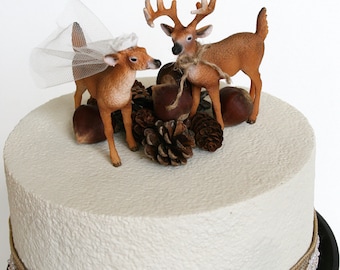 Redneck Cake Topper / Deer Cake Topper / Wedding Cake Topper / Rustic White Tail Deer Cake Topper