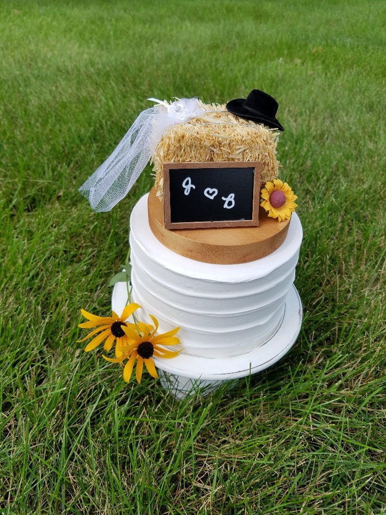 Hay Bale Wedding Cake Topper/Rustic Wedding/Wedding Cake image 0