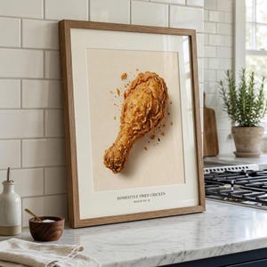 Art mural réaliste de pilon de poulet frit croustillant et délicieusement doré [Téléchargement numérique]