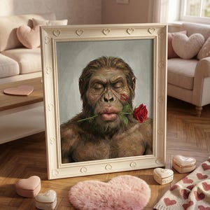 Romantic Ape with Red Rose & Funny Animal Monkey with Kiss Mark [Digital Download]