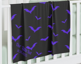 Personalized Gothic Bat Baby Swaddle Blanket, Jersey Polyester