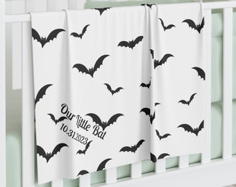 Personalized Gothic Baby Swaddle Blanket, Bat Print