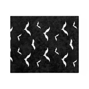 Bat Print Gothic Velveteen Minky Blanket Spooky Blanket image 4