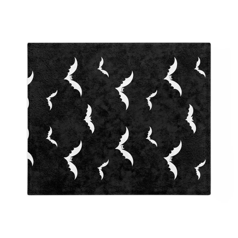 Bat Print Gothic Velveteen Minky Blanket Spooky Blanket image 4
