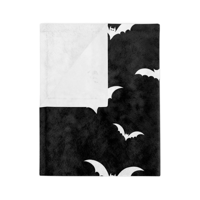 Bat Print Gothic Velveteen Minky Blanket Spooky Blanket image 2