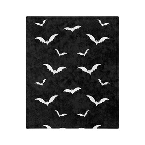 Bat Print Gothic Velveteen Minky Blanket Spooky Blanket image 3