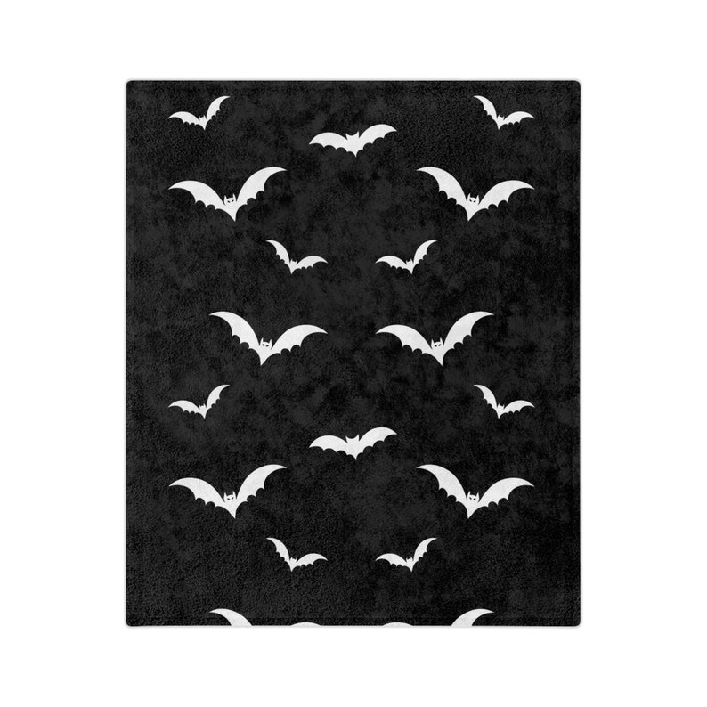 Bat Print Gothic Velveteen Minky Blanket Spooky Blanket image 3
