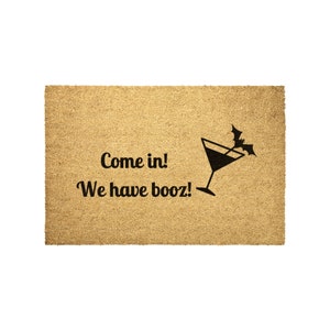 Spooky Halloween Doormat We Have Booz, Halloween, Spooky Season, Halloween Party, Halloween Aesthetic, Gothic Home Decor, Gifts for Goths