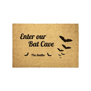 Halloween Doormat Personalized Bats, Spooky Doormat, Spooky Season, Halloween Party Decor, Halloween Aesthetic, Gothic Home Decor, Goth Gift