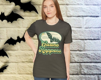 Green Guano Happens Nature Lover Bat T-shirt Bella + Canvas 3001, stile retrò