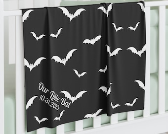 Personalized Gothic Baby Swaddle Blanket, Bat Print