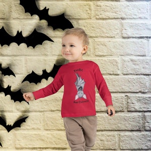 Cute Baby Bat Toddler Long Sleeve, Gothic Toddler T-Shirt, Halloween T-Shirt Toddler, Spooky Baby T-Shirt