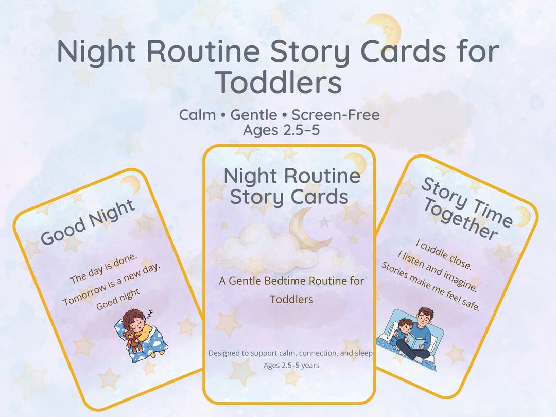 Night Routine Story Cards for Toddlers | Calm Bedtime Printable | Ages ...