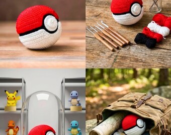 Patrón de amigurumi de Pokeball a crochet, tutorial de juguete para principiantes (descarga en PDF)