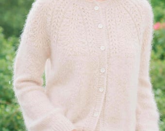 Lace Yoke Cardigan Strickmuster PDF Top Down Buttoned Sweater Pattern