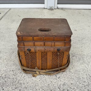 Antique bamboo fish basket, Stackable bamboo basket, Fishing gear, Made in JAPAN 2