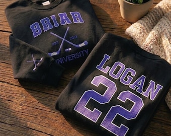 Sweat-shirt Logan 22 de l'Université Briar, chemise brodée Briar U, sweat à capuche livresque série Off Campus, cadeau sweat-shirt Hockey Romance pour elle