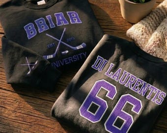 Sweat-shirt Briar University Laurentis 66, chemise brodée Briar, sweat à capuche livresque série Off Campus, cadeau Hockey Romance sweat-shirt pour elle