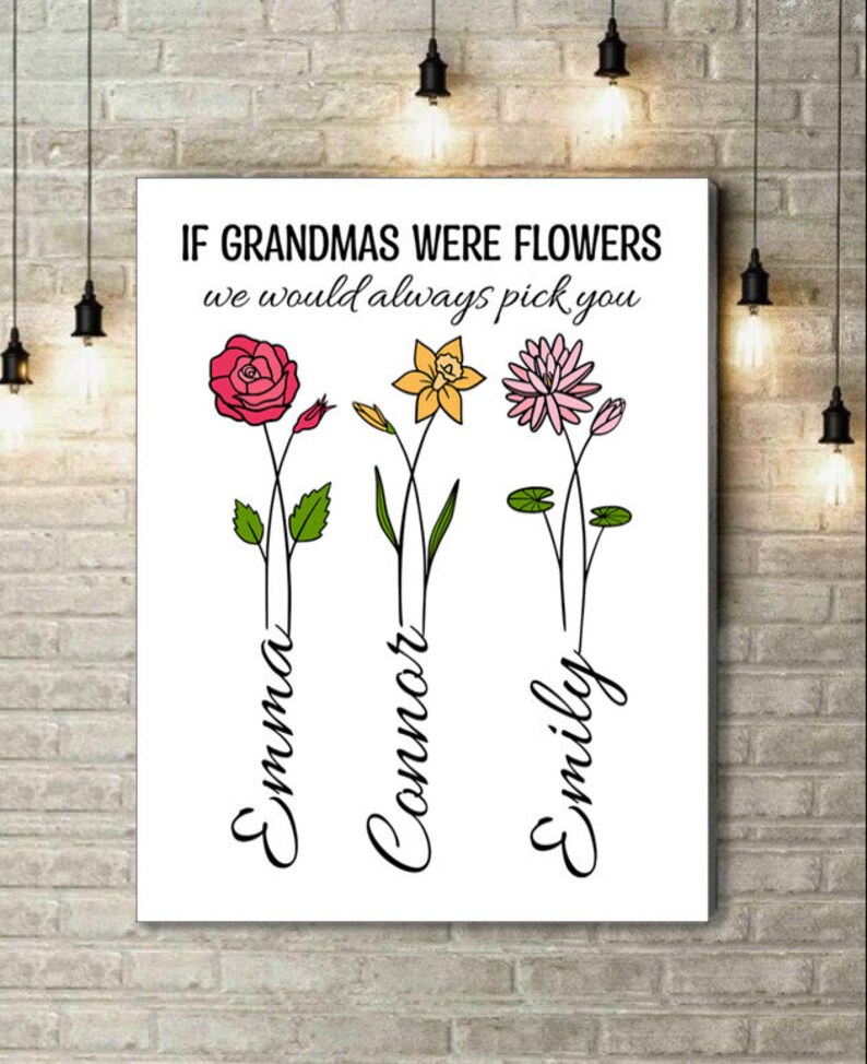 Personalized Grandmas Garden Canvas Grandma Garden Gifts Etsy
