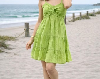 Tiered Summer Dress for Women | Beach Outfit | Spaghetti Strap Sundress | Cute Casual Free Size Dress | one piece |
