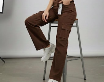 Wide leg cargo pants