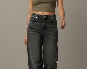 Wide Leg Denim Jeans - Retro Style, Heavy-Weight Cotton, High-Waisted Denim, Oversized Streetwear Pants
