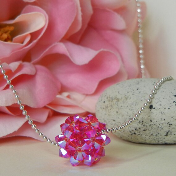 Items similar to Crystal Bead Necklace, Swarovski Crystal, Sterling