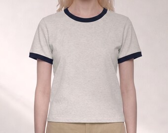 Sorona Ringer T-Shirt | Ringer Tee Heavyweight | Contrast Trim Crew Neck Shirts | Retro Style T-Shirts | Casual Everyday Top