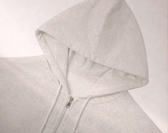 Cropped Zip Up Hoodie | Heavyweight Fleece Jacket | Oversized Casual Outer Layer | Minimalist Street Style Top