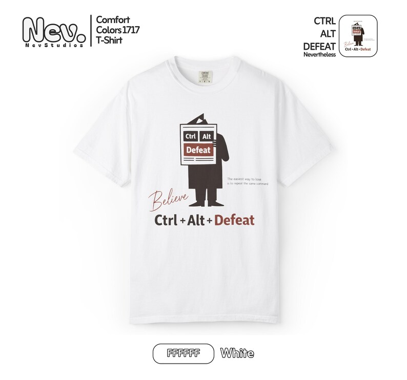 Ctrl Alt Defeat Comfort Colors® Shirt, Funny Tech Humor Tee, Boho Style T-Shirt, Funny Puns Shirts, Programmer Gift, Developer Tees image 5