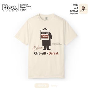 Ctrl Alt Defeat Comfort Colors® Shirt, Funny Tech Humor Tee, Boho Style T-Shirt, Funny Puns Shirts, Programmer Gift, Developer Tees image 3