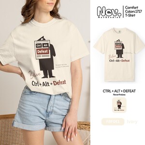 Ctrl Alt Defeat Comfort Colors® Shirt, Funny Tech Humor Tee, Boho Style T-Shirt, Funny Puns Shirts, Programmer Gift, Developer Tees image 2