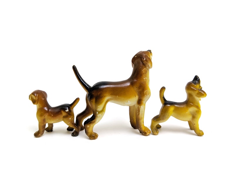 Vintage Miniature Plastic Dog Figurines Hound Dog Figurine Etsy