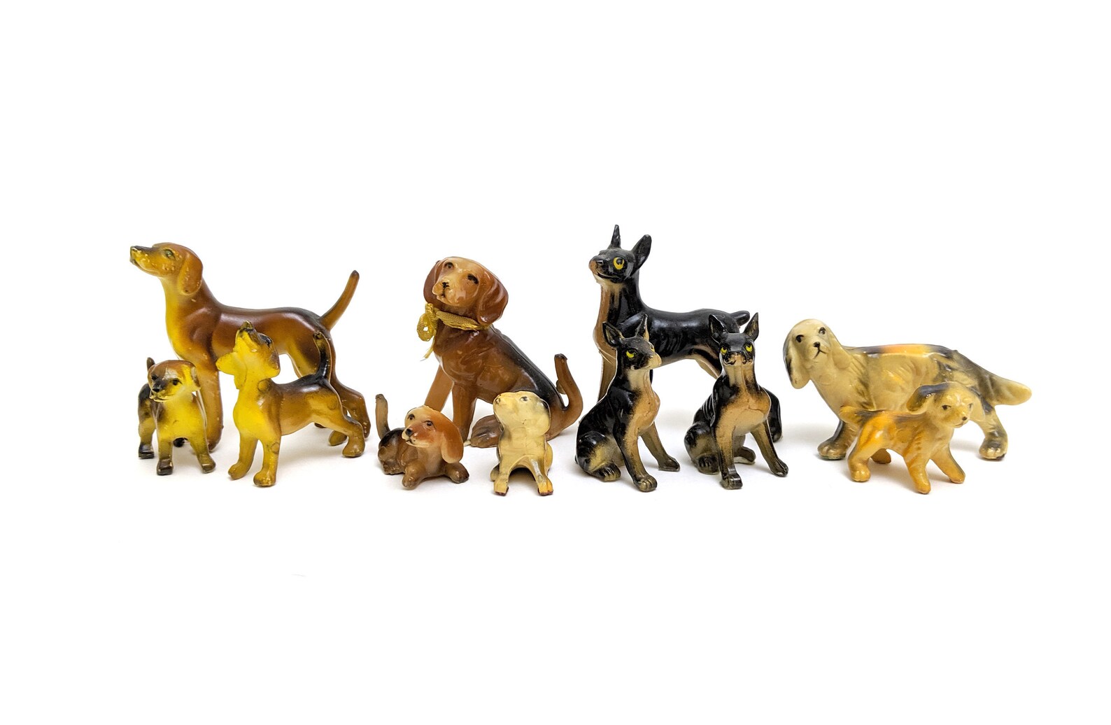 Vintage Miniature Plastic Dog Figurines Hound Dog Figurine Etsy
