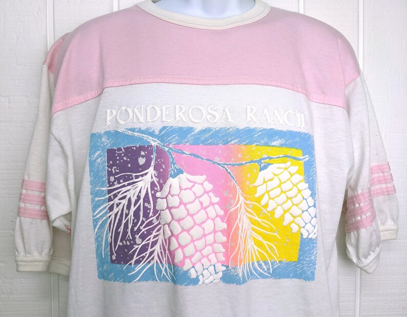 Vintage 80s Ponderosa Amusement Park Lake Tahoe Jersey Style Graphic T Shirt Size XL Alore