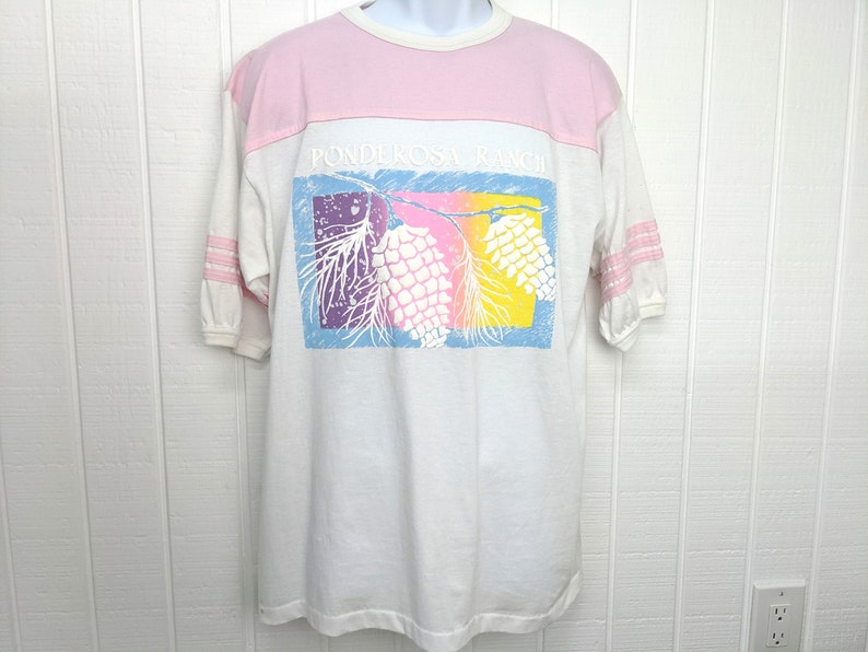 Vintage 80s Ponderosa Amusement Park Lake Tahoe Jersey Style Graphic T Shirt Size XL Alore