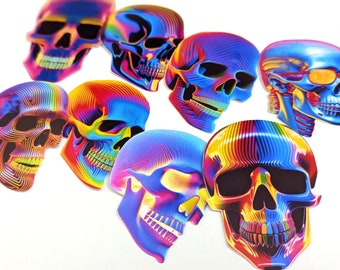 Skull Stickers Sticker Pack Vaporwave Neon Rainbow Multi Color Laptop Phone Decals