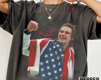 Comfort Colors® Jack Hughes Usa Gold Hockey T-Shirt, Patriotic hockey Fan Tee, USA Inspired Graphic, American Hockey Pride Gift